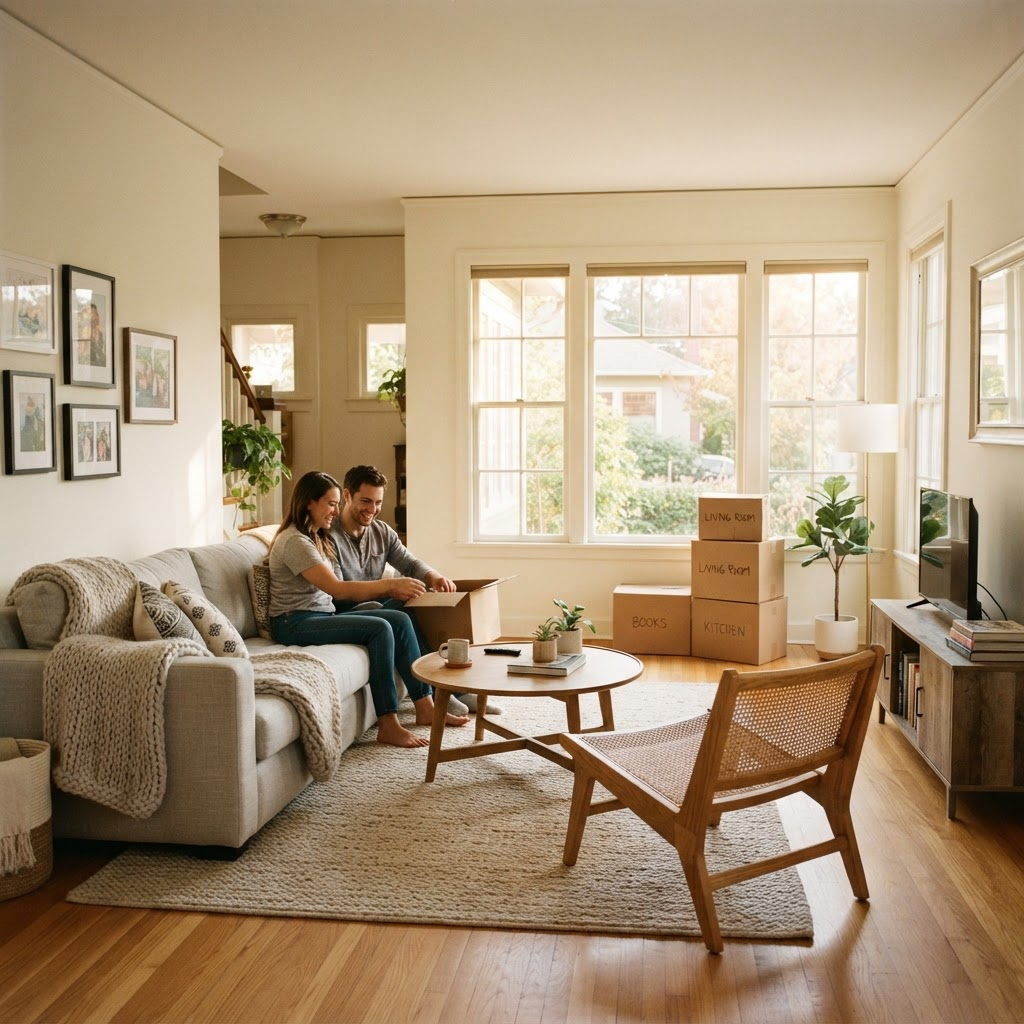 Bright living room in a first home